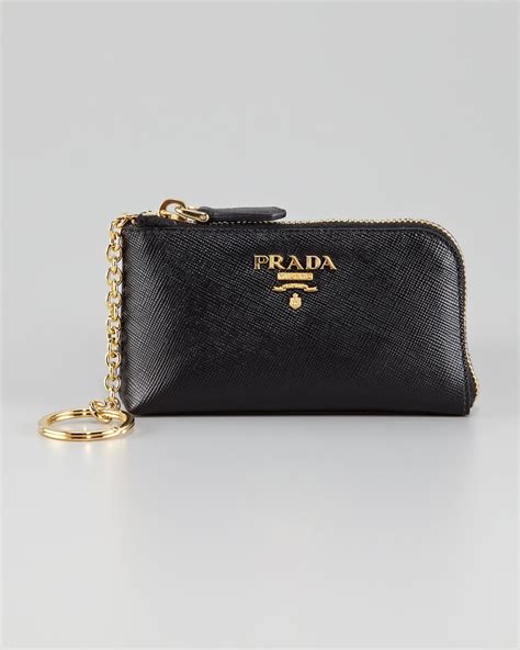 prada saffiano key pouch nero